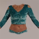 Cold Shoulder 3/4 Sleeve Crop Top - Belly Dance Top